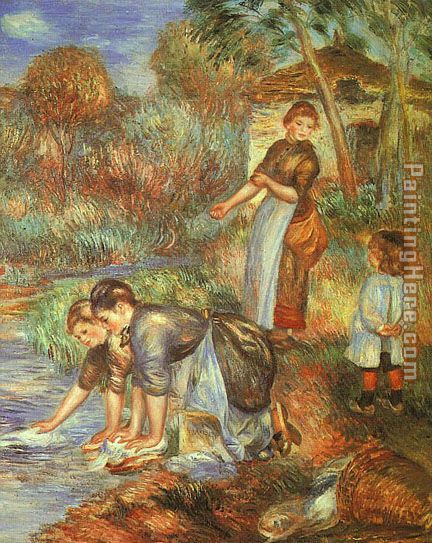The Washer-Women painting - Pierre Auguste Renoir The Washer-Women art painting